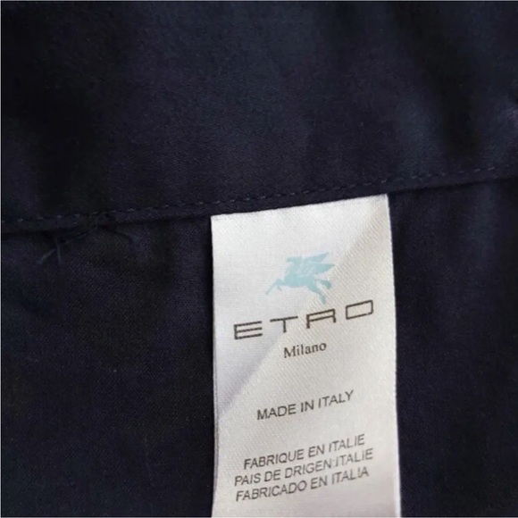 Etro Milano Vintage Navy Blue Button Front Men's Shirt,Size S - Picture 7 of 9
